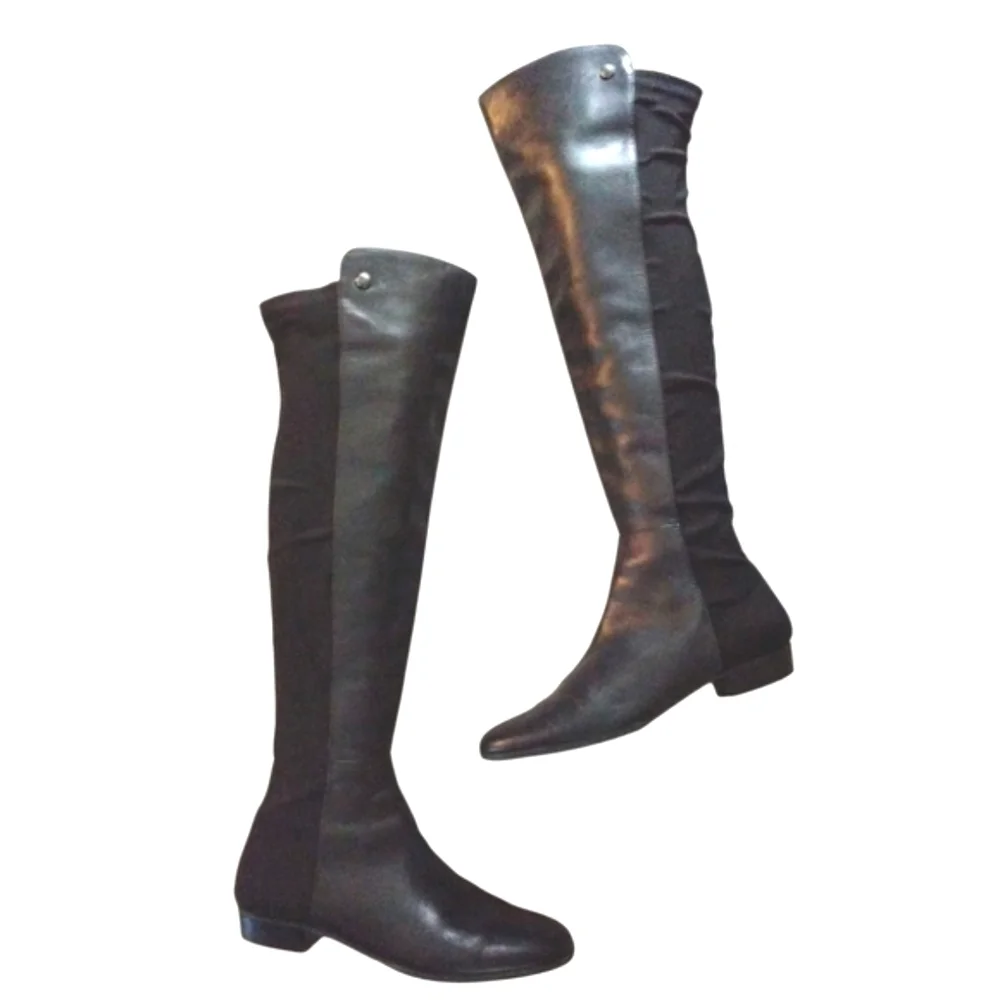 Vince Camuto Karita Knee High Black Leather Over The Knee Boots Size 6.5